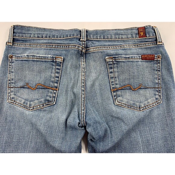 7 For All Mankind Jeans Women Size 29 Blue Boot Cut Crop Low Rise 32x26 - Picture 11 of 11